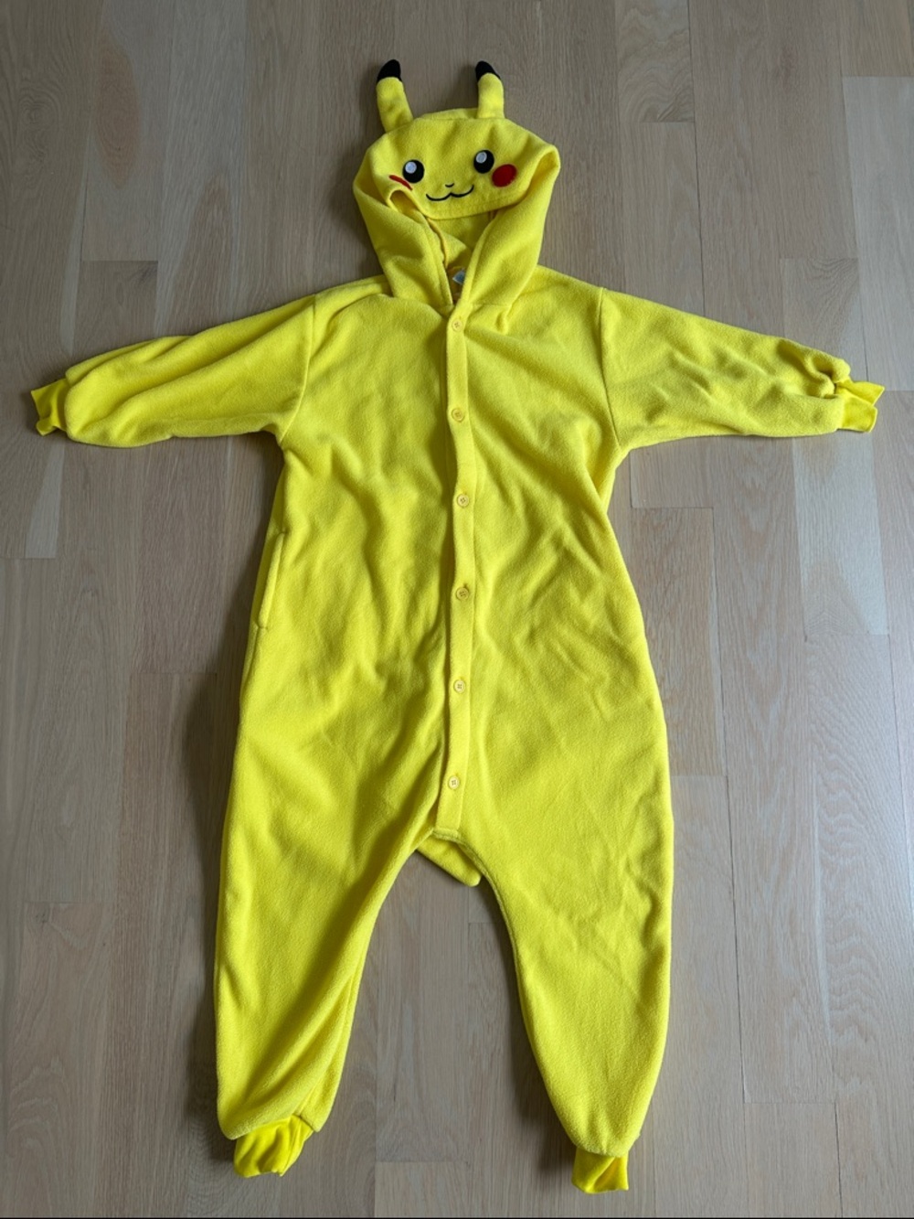 Yellow Pikachu-Inspired Kids One-Piece Hooded Pajamas